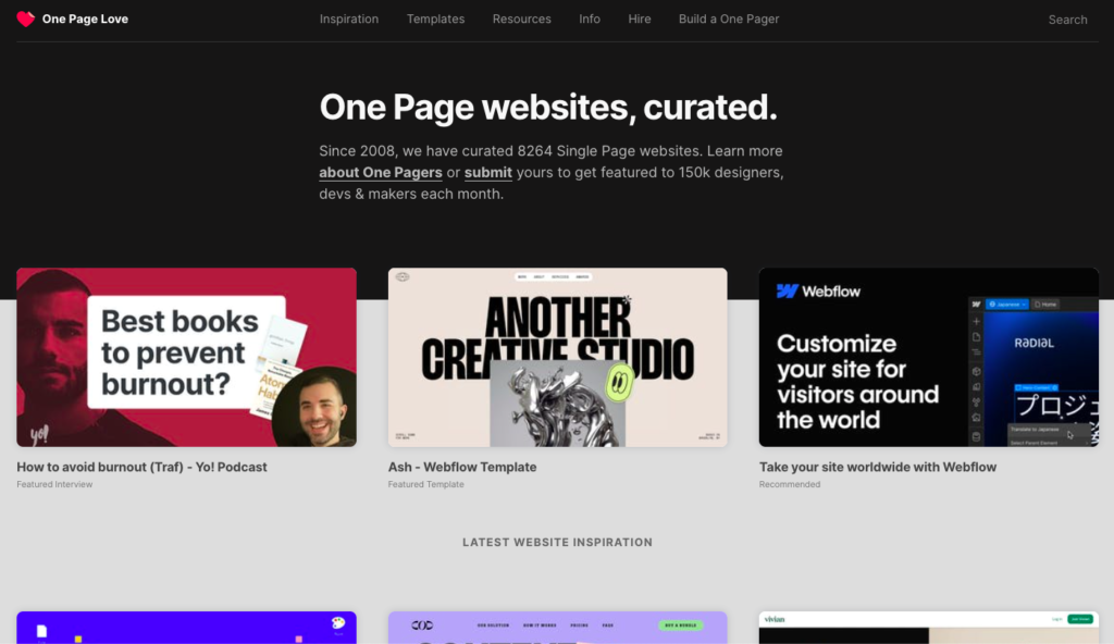 one page love landing page